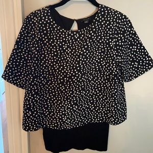 Ann Taylor Black White Polka Dot Layered Top